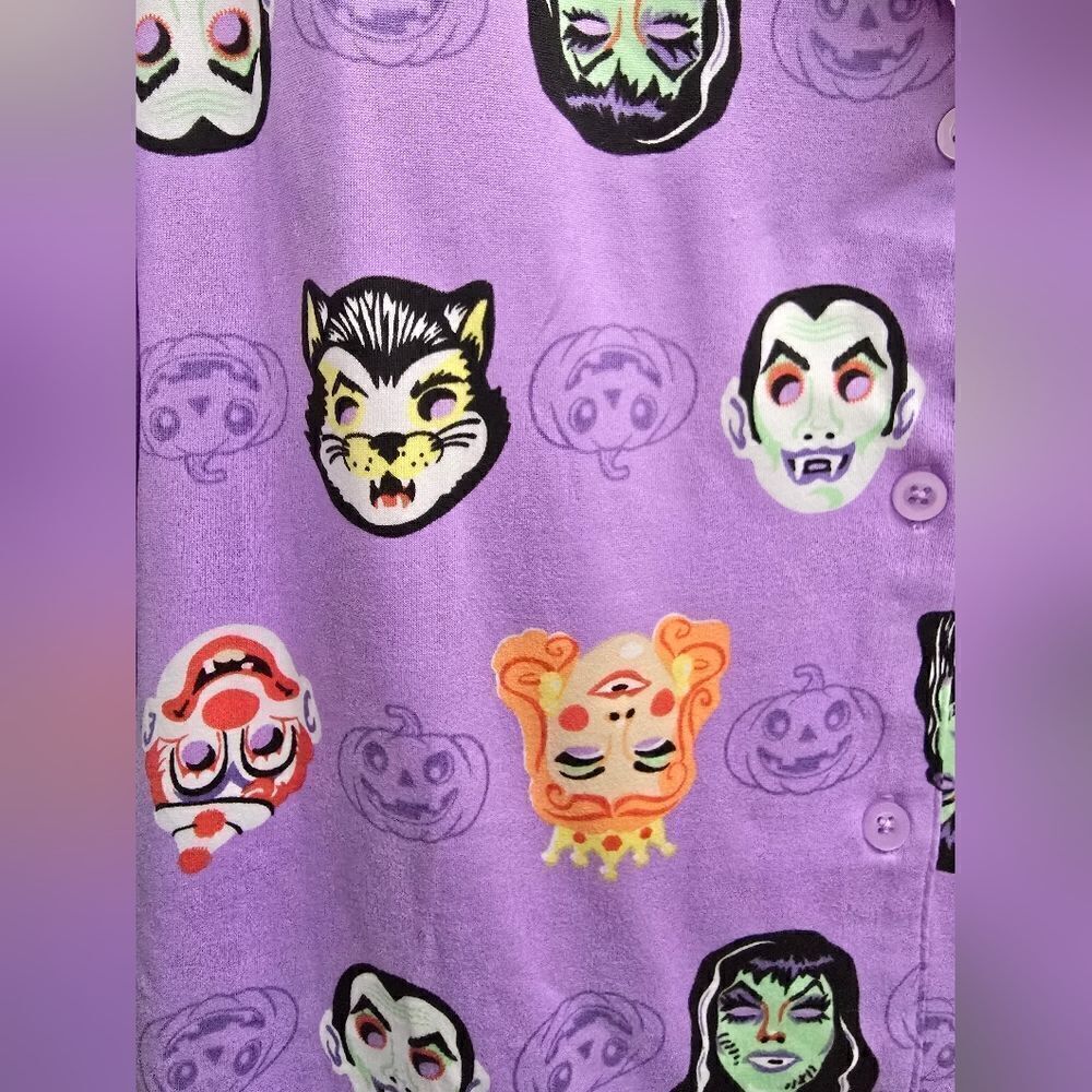 Nwt Way To Celebrate Halloween Women's Monster Print Shorty Pajama Set - Picture 4 of 8